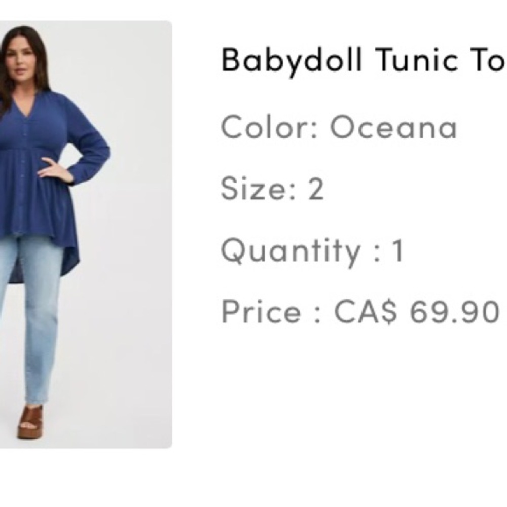 torrid Oceana Blue Babydoll Tunic Top